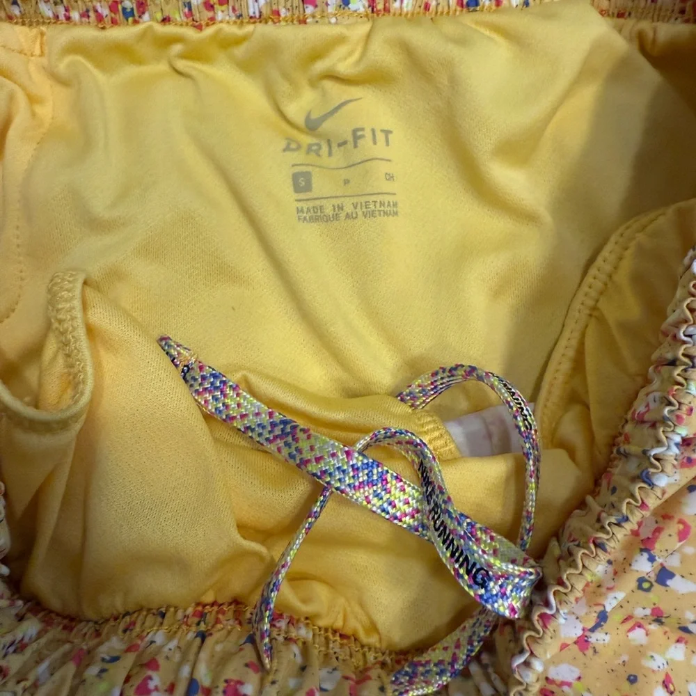 Nike Women's Confetti Yellow and Pink Athletic Shorts - Picture 4 of 6